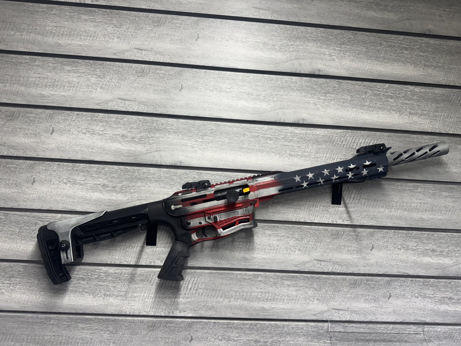 Citadel rifle, red white and blue stars and stripes finish