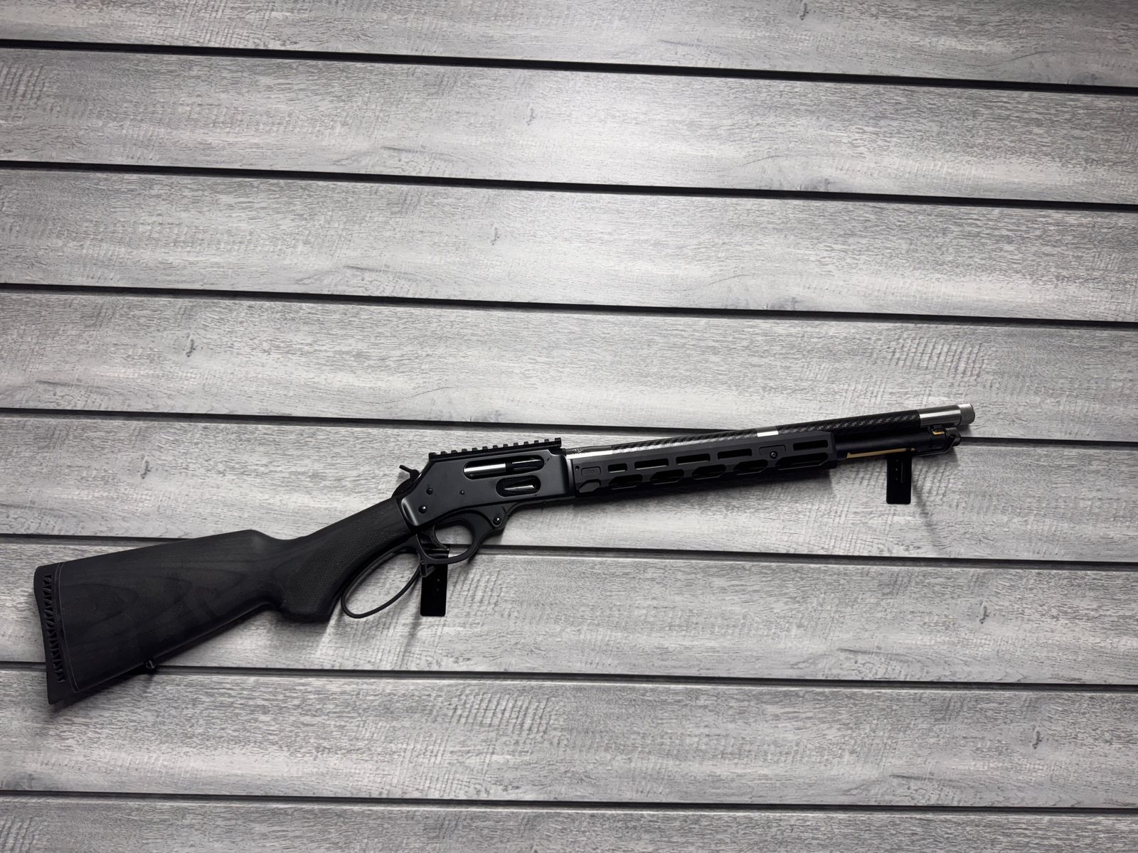 Marlin lever action rifle with carbon fiber handguard